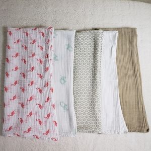 5 Assorted Muslin/Swaddle Blankets